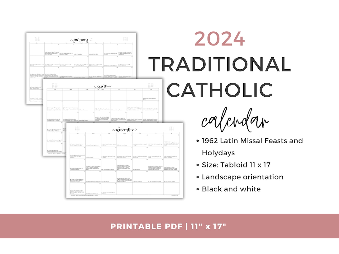 2024 Traditional Catholic Calendar printable PDF Tabloid Etsy UK