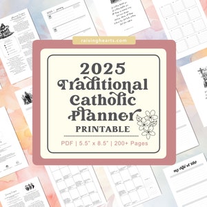 Planificador semanal y mensual católico tradicional 2025: PDF imprimible (tamaño carta de 5,5" x 8,5")