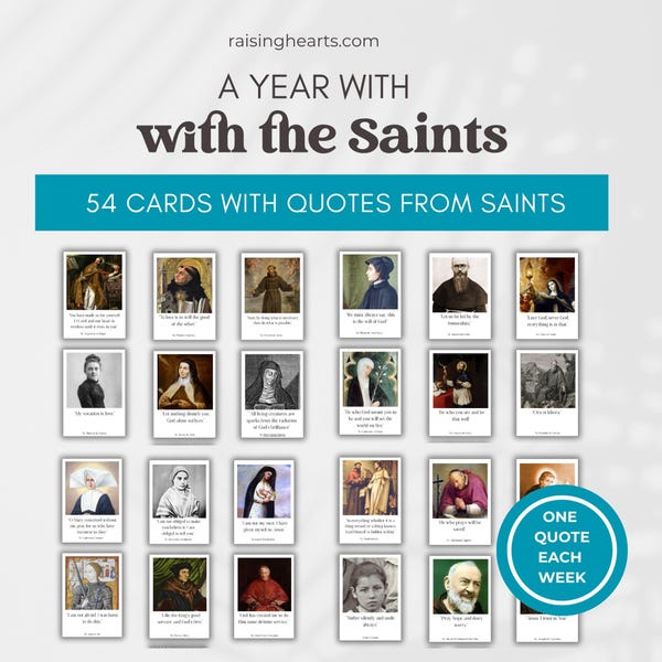 Tarjetas de oración con citas de santos: 54 devociones católicas semanales (PDF imprimible)