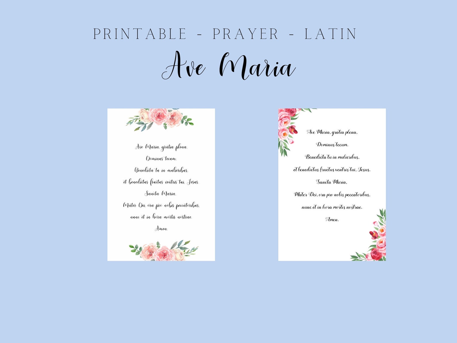 Ave O Maria In Latino Ave Maria (hail Mary) Latin Prayer - Printable - Etsy