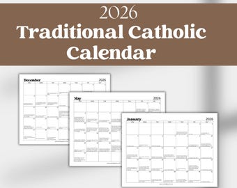2026 Traditional Catholic Calendar: Latin Mass Feasts (Letter Size PDF)