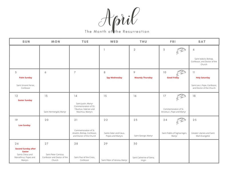 2020 traditional catholic calendar plain design etsy