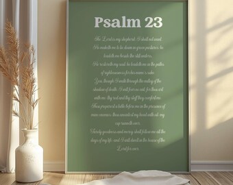 Psalm 23 Digital Wall Art, Printable Scripture Quotes, Christian Home Decor, Inspirational Bible Prints