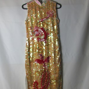 Formal Gown, Yellow Gown Size 2, Rare 100% Silk Fully Lined Hand Beaded Sequin,