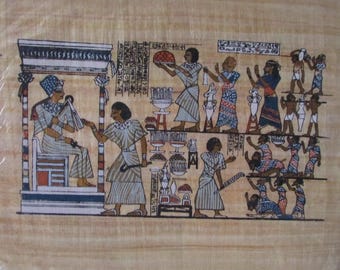 手作りのネフェルタリ女王とイシスのパピルス画、古代エジプト美術（14