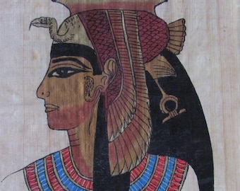 手作りのネフェルタリ女王とイシスのパピルス画、古代エジプト美術（14