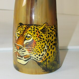 Portamatite a forma di corno di animali dipinti a mano – Decorazione da scrivania africana, leopardo, giraffa, antilope, scimmia...