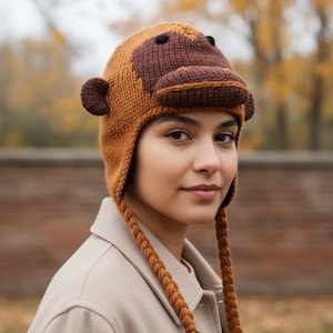 Monkey Animal Brown Hat Fun Head Wear Teen/Adult NWOT