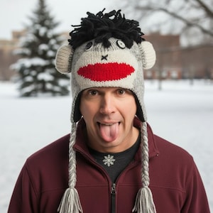 Sock Monkey Wool Hat - Teen/Adults Winter Hat NWOT