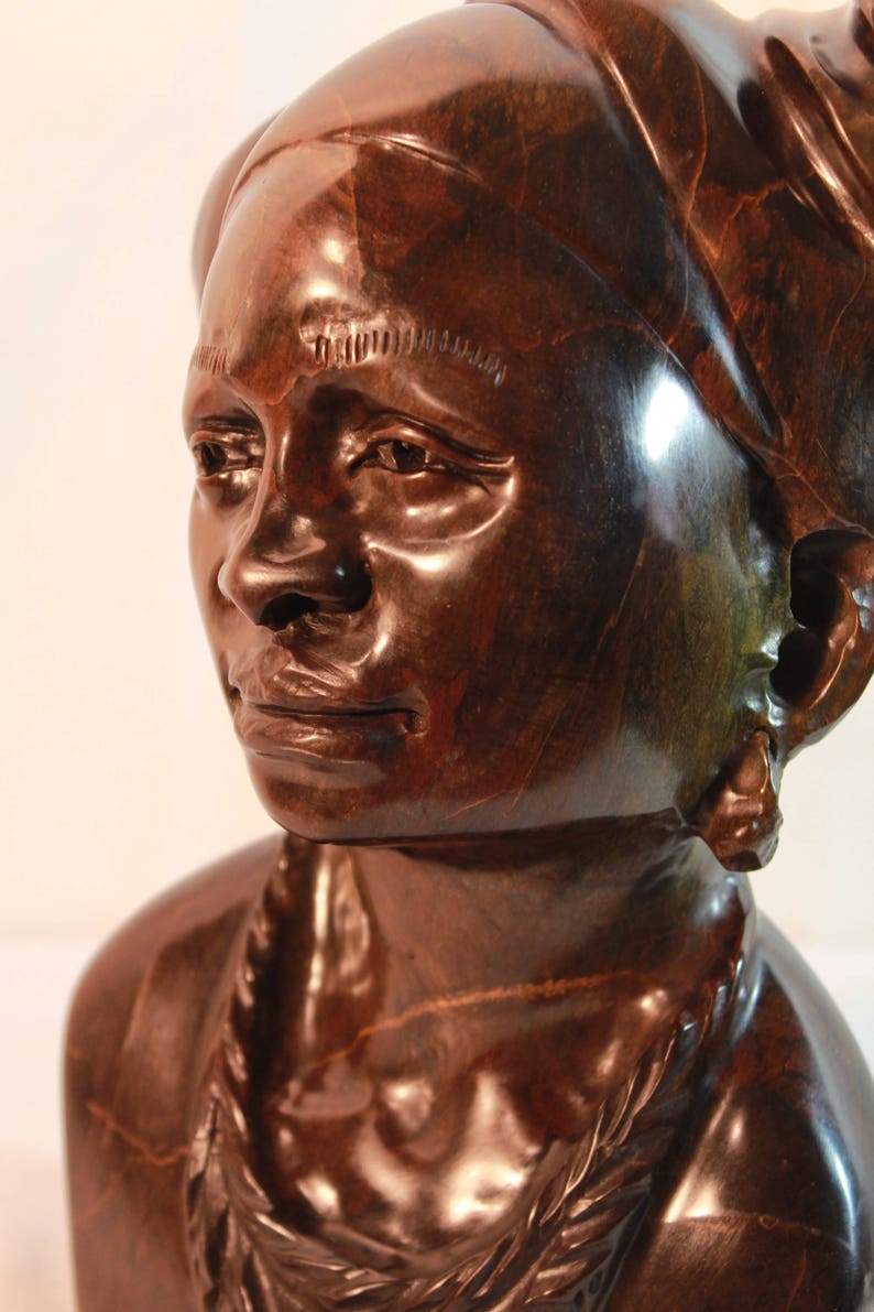 Verdite Female Bust Zimbabwean Stone Sculpture Shona Art Etsy
