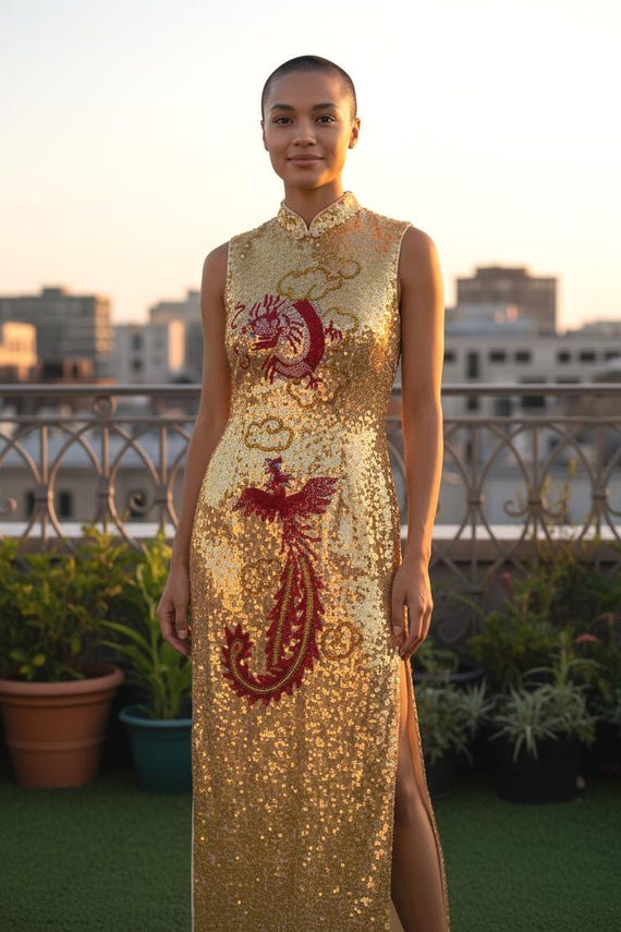 Elegant Yellow Silk Hand-beaded Sequin Formal Gown  Size Small - Etsy