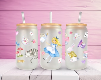Alice im Wunderland Cupwrap 16oz Libbey Glasdose NUR PNG