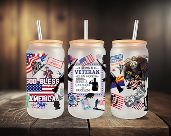 American Grandfather Marine Vet 16oz Libbey Glass Can Wrap PNG ONLY