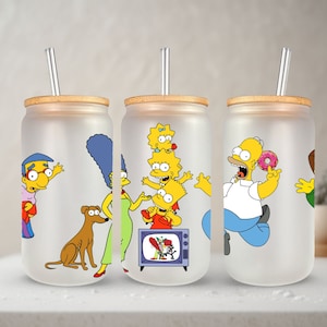 DIGITAL* Simpson Cartoon Tumbler Libbey PNG, 16oz Glass Can Wrap, 16oz Libbey Can Glass, Tumbler Wrap, Full Glass Can Wrap, super