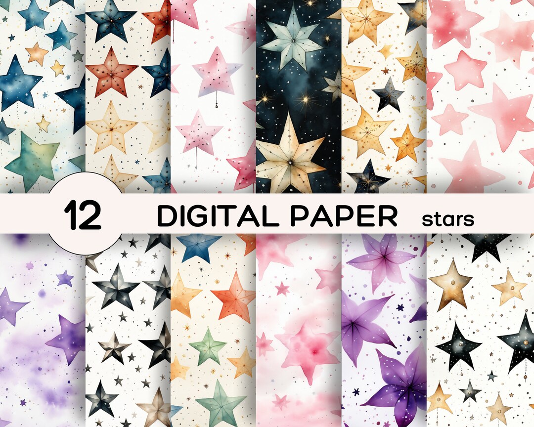Star Computer Paper Beautiful Star Burst Pattern Seamless Digital Papers X 12 - Etsy