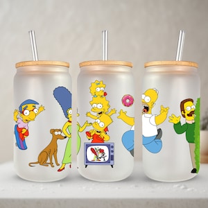 DIGITAL* Simpson version 2, Cartoon Tumbler Libbey PNG, 16oz Glass Can Wrap, 16oz Libbey Can Glass, Tumbler Wrap, Full Glass Can Wrap, super