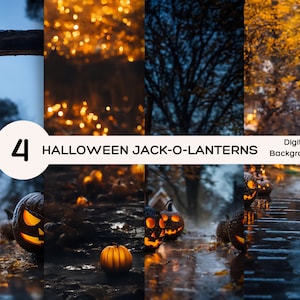 Belle nuit d’Halloween Papiers de fond numériques de haute qualité x 4