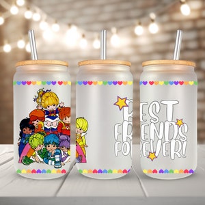 DIGITAL* SIX The Color Kids, Bicchiere Libbey Cartoon Rainbow Brite anni '80 PNG Lattina di vetro da 16 once avvolge la Libbey da 16 once, Involucri di vetro completi x6