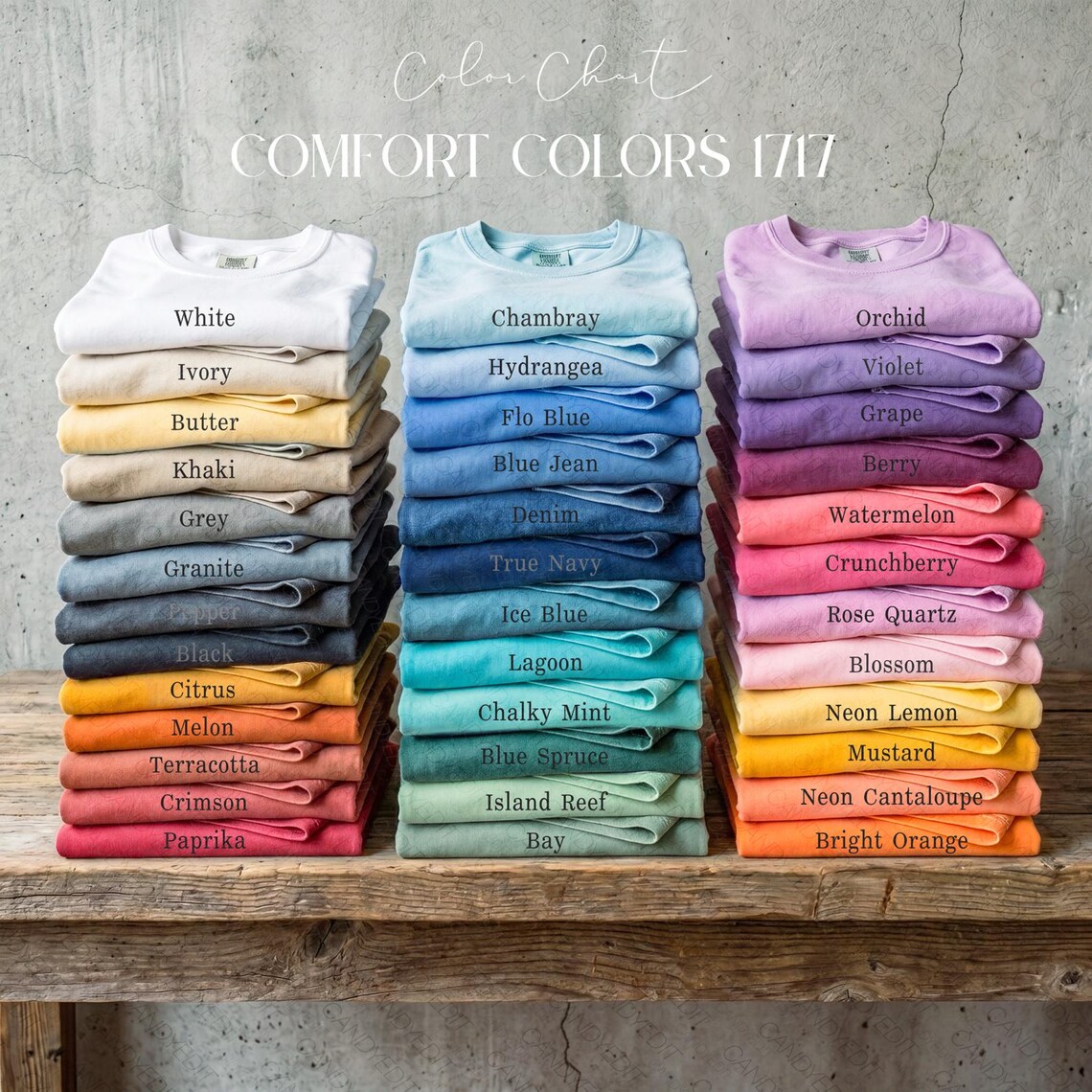 Comfort Colors 1717 Color Chart | CC 1717 Color Guide | Minimalist ...