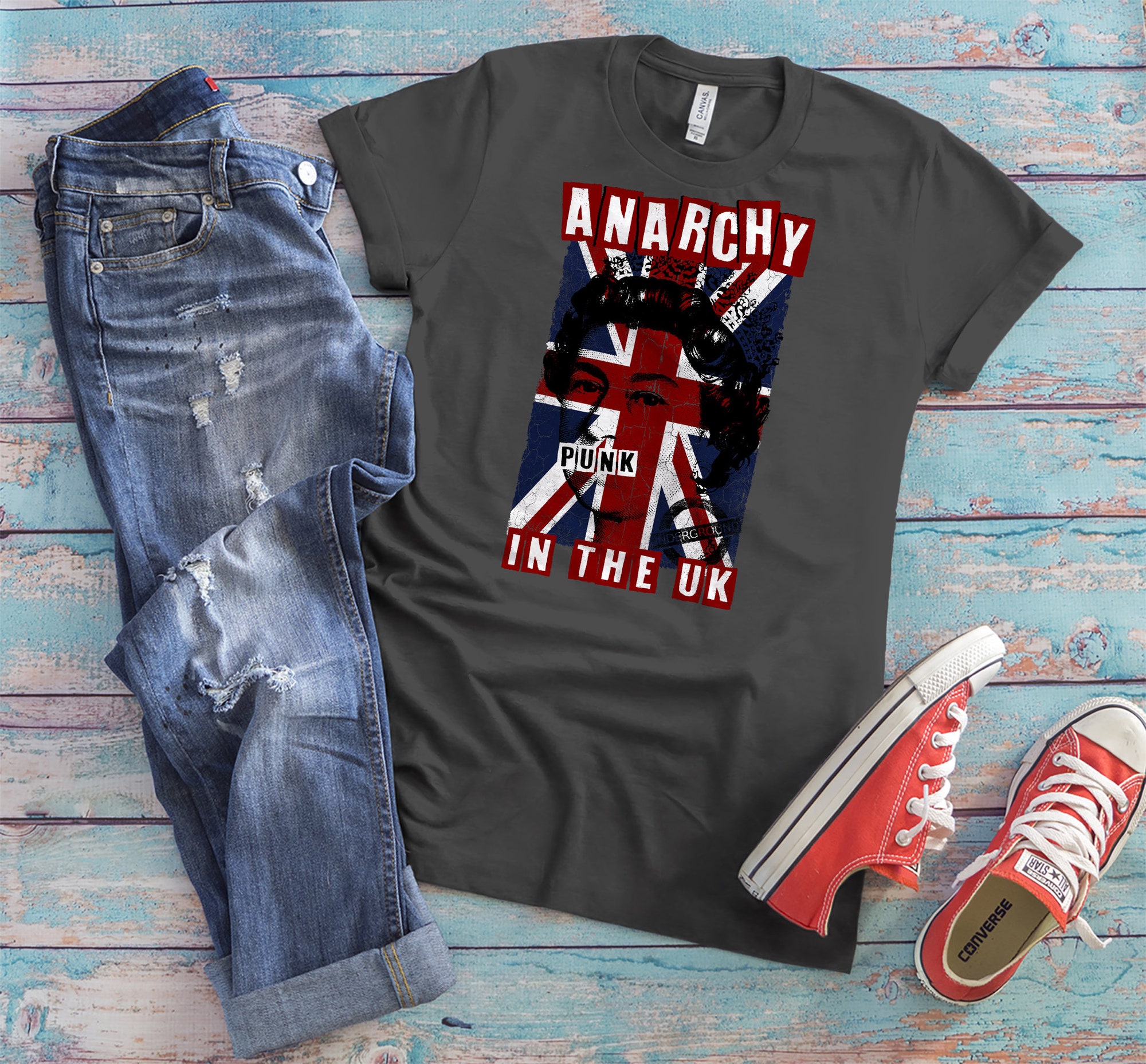 Discover Anarchy In The UK Shirt, British Flag Vintage T-Shirt, Patriotic Tee, Vintage Queen Elizabeth, Punk Rock Band Tee, God Save The Queen Tshirts