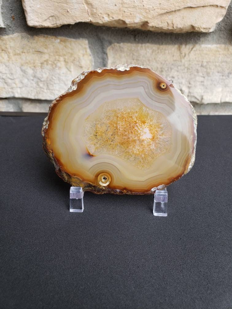 Agate Slice & Stand Natural Agate Display Polished Agate Etsy