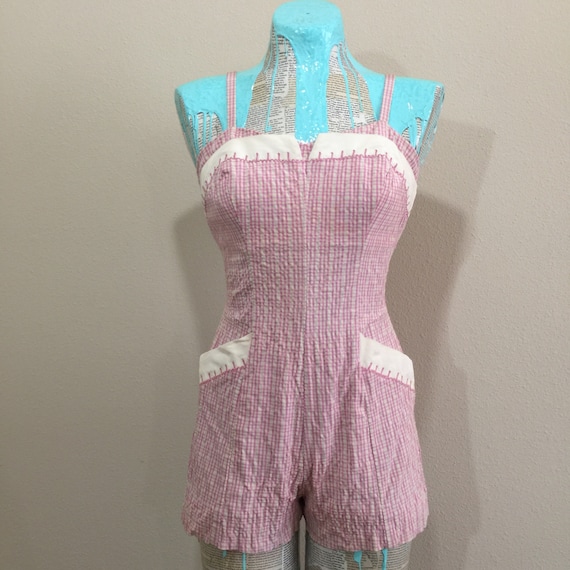 Early 50’s Rose Marie Reid Pink Gingham Swimsuit