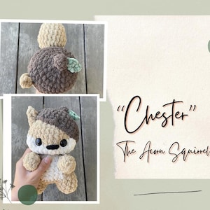 Chester the Acorn Squirrel Crochet Pattern, Amigurumi Pattern, Plushie Pattern, Crochet Patterns