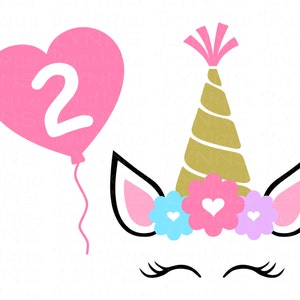 2nd Birthday Party Unicorn SVG