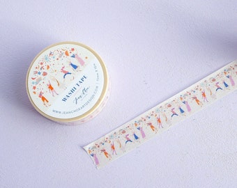 Colorful Feminine Washi tape. Masking tape with colorful design. Decorative tape for journal. Sticky decor tape. Kawaii 15mm adhesive washi.