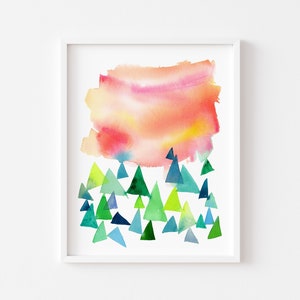 Watercolor Art Giclee Print It's a New Day, Abstract Landscape image 1