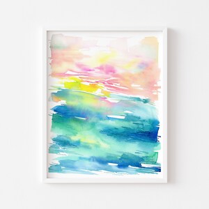 Watercolor Giclee Art Print Awakening Abstract, Colorful image 1