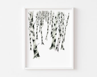 Birch Forest 2, Watercolor Landscape, Watercolor Birch Trees, Giclee art print for home, Wall decor, Landscape wall art, Home decor art