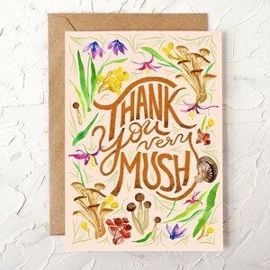 Mushroom Thank you Card. Thank You Very Mush. Funny Cards. Mushroom Art. Mushrooms. Fungi. Thanks Card. Mushroom Thank You Greeting Card.