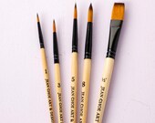 Watercolor Brush Set of 5 for Beginners: Paint Brush Set with Round & Flat Brushes, Gift for Watercolor Artist