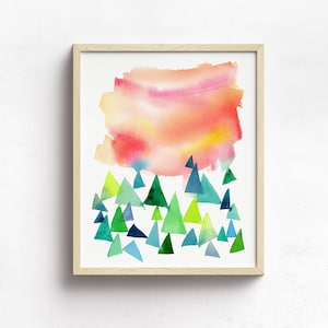 Watercolor Art Giclee Print It's a New Day, Abstract Landscape image 10