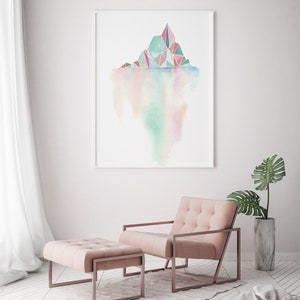 Watercolor Giclee Art Print Tip of Iceberg Geometric, Abstract, Pastel, Simple image 6