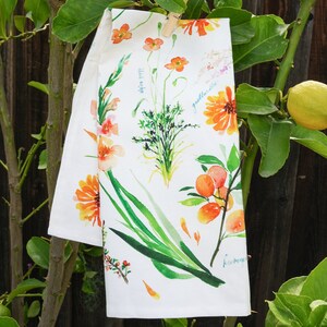 Botanical dish towel. Cotton kitchen towel, Floral kitchen tea towel. Floral kitchen decor. Decorative tea towel. Mothers day gift for mom. image 7