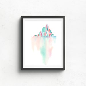 Watercolor Giclee Art Print Tip of Iceberg Geometric, Abstract, Pastel, Simple image 10