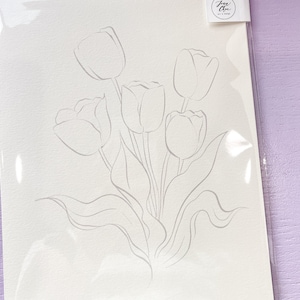 Individual Floral Watercoloring Pages. Outlined Coloring Sheets of Flowers. Learn To Paint Flowers. How To Watercolor Worksheet. Art Gift. image 5