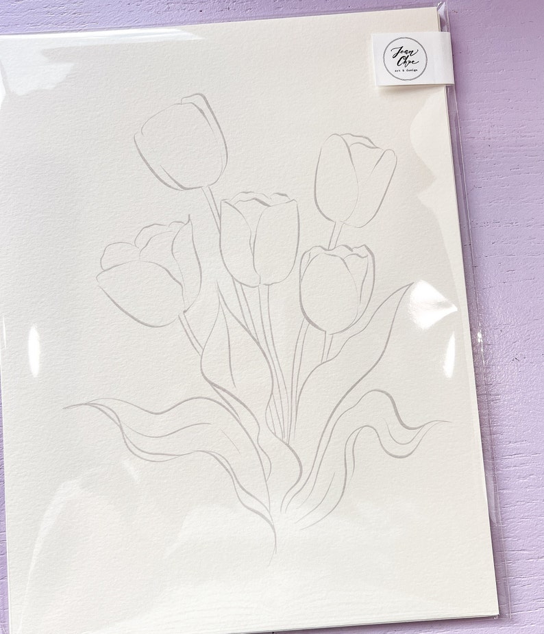 Individual Floral Watercoloring Pages. Outlined Coloring Sheets of Flowers. Learn To Paint Flowers. How To Watercolor Worksheet. Art Gift. image 5