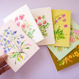 Assorted Floral Card Set of 6. Wildflower Cards. Greeting Card Set. Floral Greeting Card. Flowers Card. Blank Cards. Notecard Set. Boxed Set