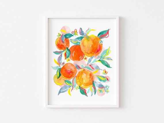 Orange Art Print. Vibrant Fruit Painting. Orange Wall Art. Citrus Fruit Wall Art. Kitchen Wall Decor. Citrus Wall Art. Orange Home Decor.