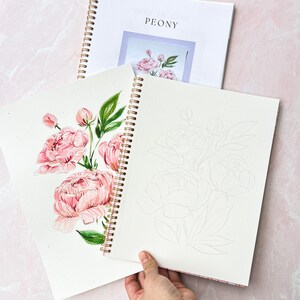 Individual Floral Watercoloring Pages. Outlined Coloring Sheets of Flowers. Learn To Paint Flowers. How To Watercolor Worksheet. Art Gift. image 8