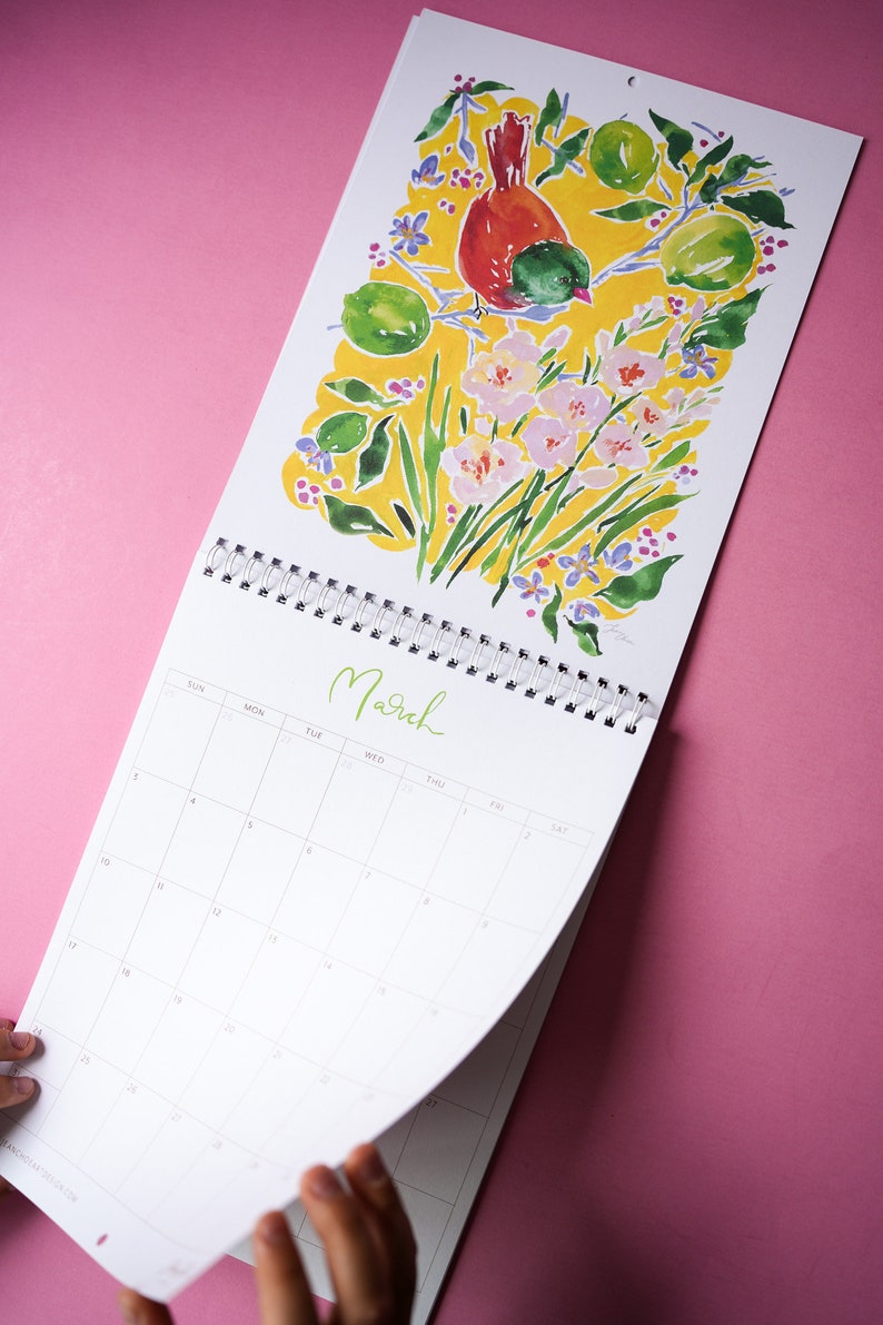 2024 Flowers & Feathers Wall Calendar. Wall calendar. Bird calendar. Flora Fauna. Flower art. Floral calendar. Gift for her. Art calendar image 10