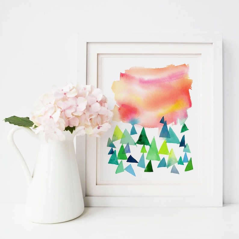 Watercolor Art Giclee Print It's a New Day, Abstract Landscape image 7