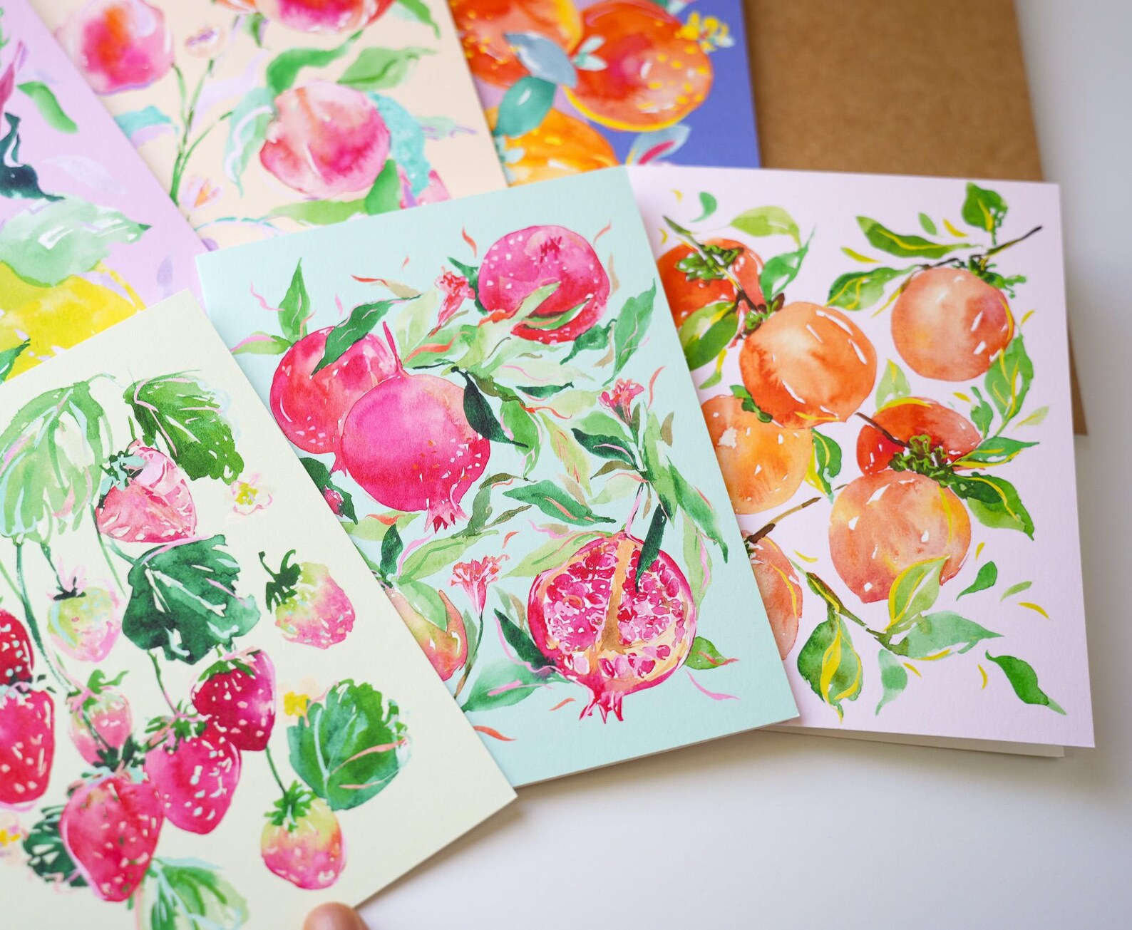 Assorted Fruit Card Set of 6. Fruit-themed Cards. Fruit Greeting Cards ...