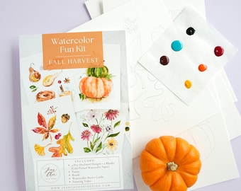 Fall Watercolor Kit: Coloring Pages for Watercolor. Craft Kit. DIY Painting Kit. Adult Coloring Pages. Art Party Kit. Watercolor Paint kit.