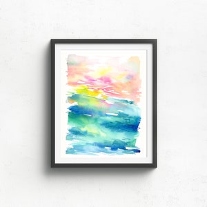 Watercolor Giclee Art Print Awakening Abstract, Colorful image 5