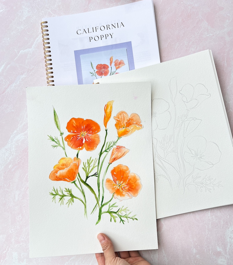 Individual Floral Watercoloring Pages. Outlined Coloring Sheets of Flowers. Learn To Paint Flowers. How To Watercolor Worksheet. Art Gift. image 9
