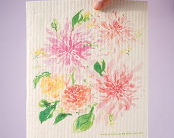 Dahlia Swedish Dishcloth: Reusable Kitchen Sponge Cloth that is Eco Friendly and Works as Kitchen Decor, Great for Easter baskets